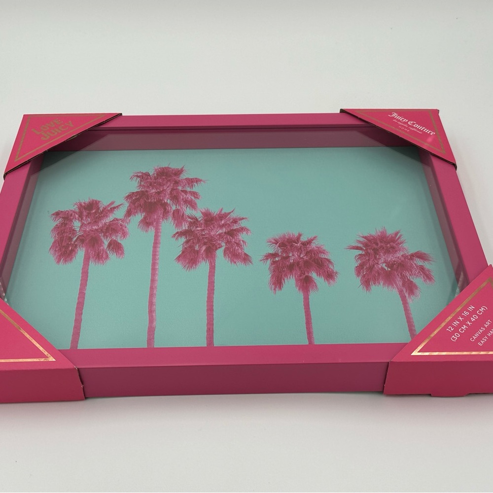 New Juicy Couture Hot Pink and Teal Palm Tree Wall Art